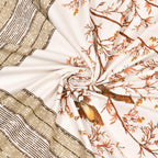 Kesari Cotton Single Bedsheet with Bird & Branch Print | 70x100 Inches + 2 Pillow Covers