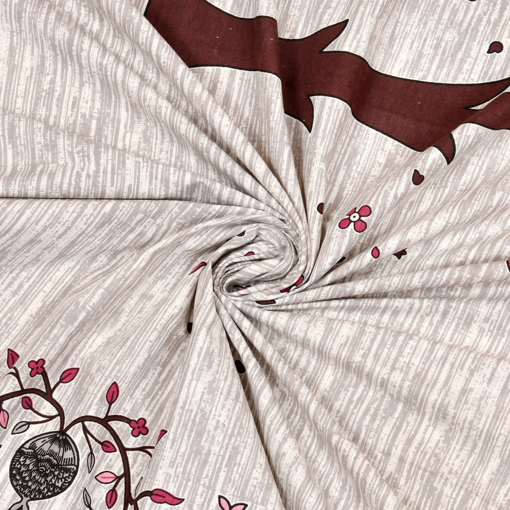 Premium Cotton Kesari Tree of Life Single Bedsheet Set | 70x100 Inches with 2 Pillow Covers