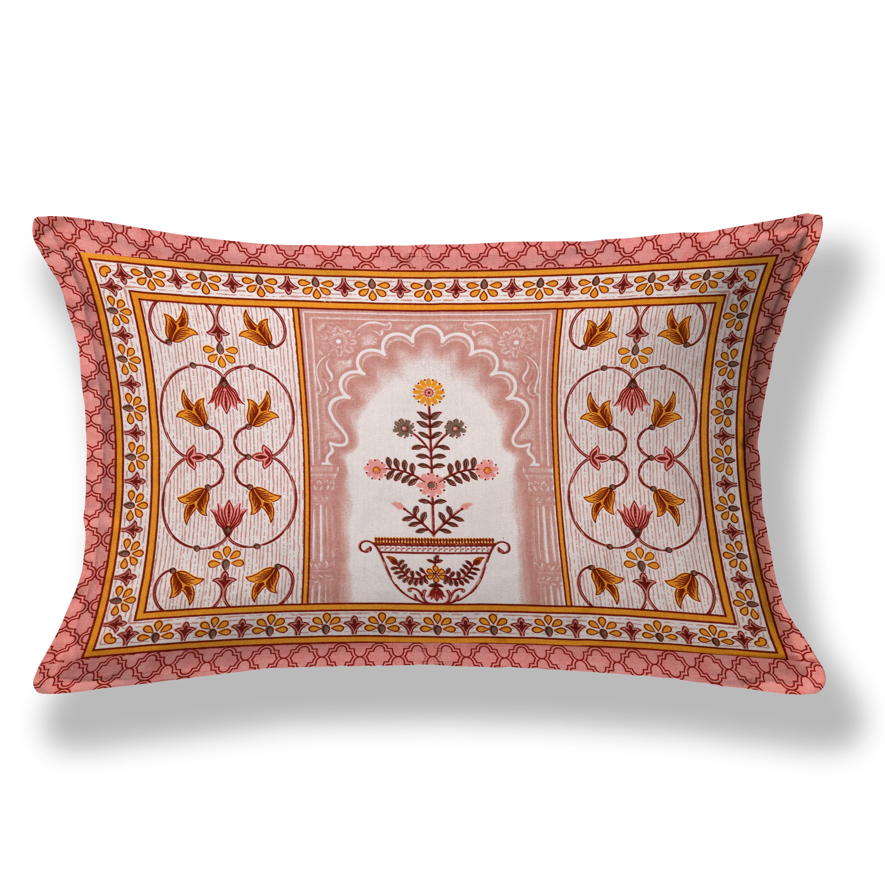 Premium Cotton Kesari Print Single Bedsheet Set | 70x100 Inches with 2 Pillow Covers