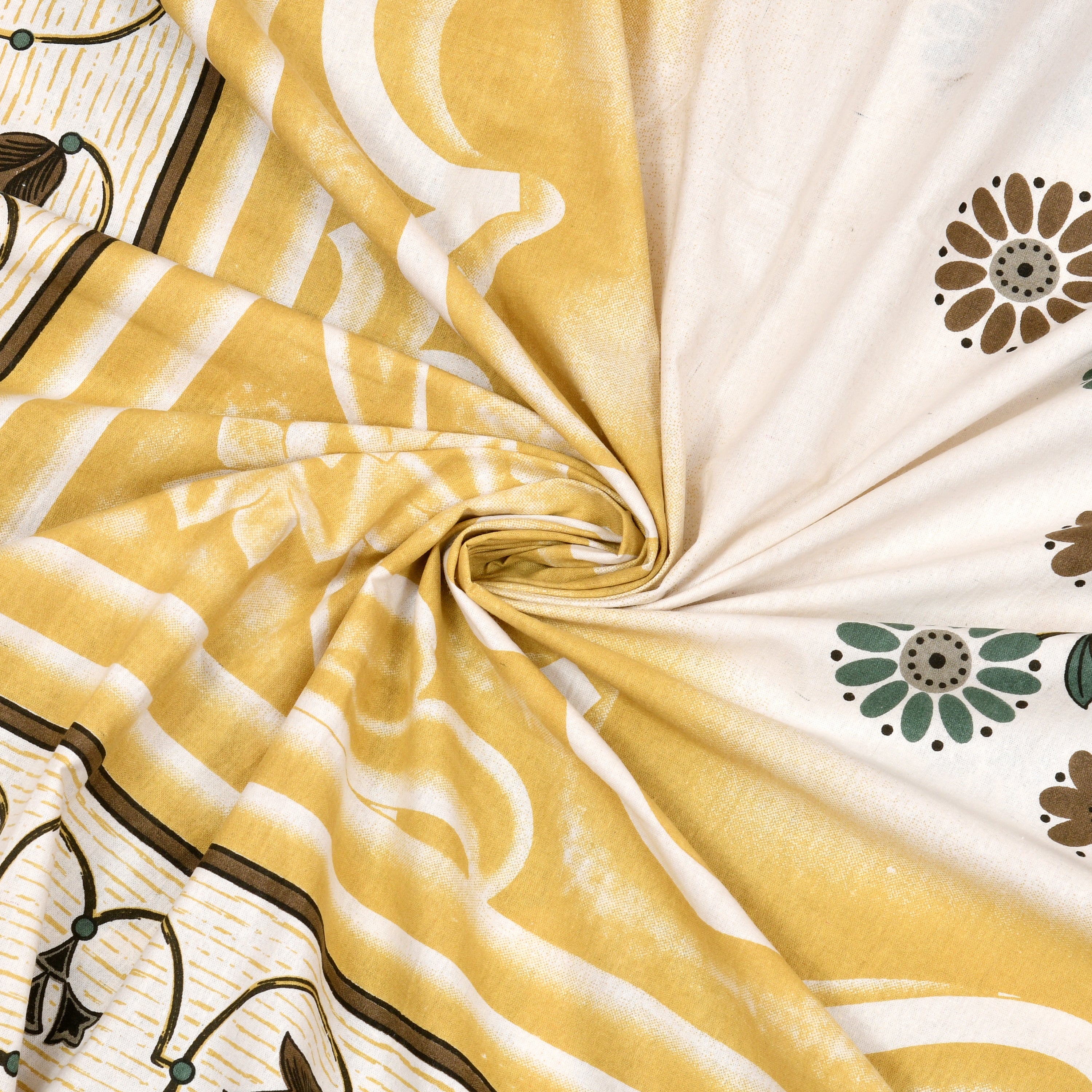 Premium Cotton Kesari Print Single Bedsheet Set | 70x100 Inches with 2 Pillow Covers