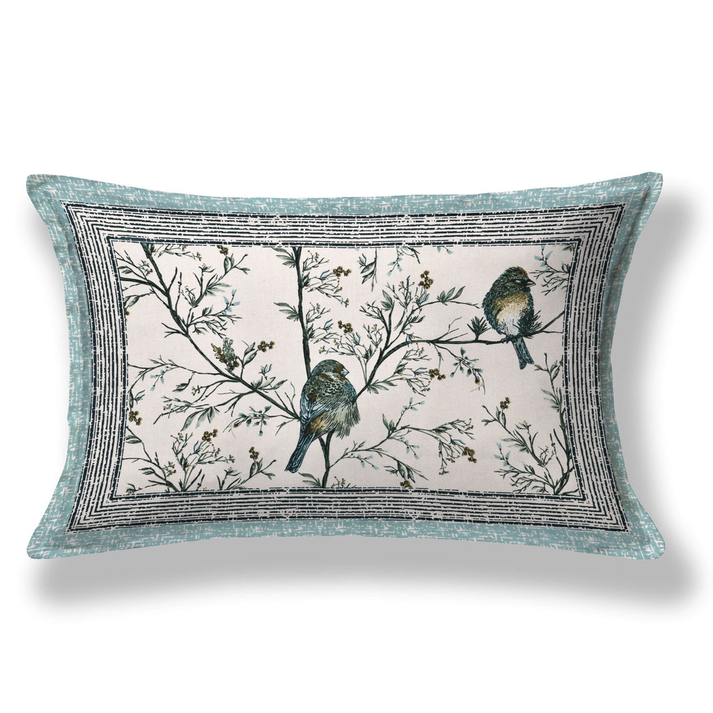 Kesari Cotton Single Bedsheet with Bird & Branch Print | 70x100 Inches + 2 Pillow Covers