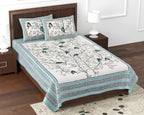 Kesari Cotton Single Bedsheet with Bird & Branch Print | 70x100 Inches + 2 Pillow Covers