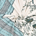 Kesari Cotton Single Bedsheet with Bird & Branch Print | 70x100 Inches + 2 Pillow Covers