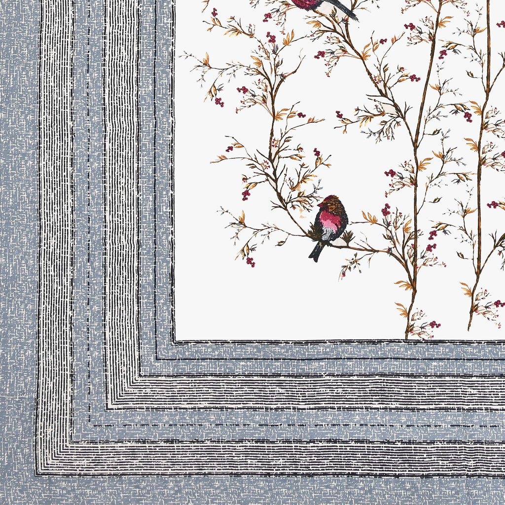 Kesari Cotton Single Bedsheet with Bird & Branch Print | 70x100 Inches + 2 Pillow Covers