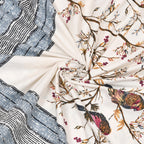 Kesari Cotton Single Bedsheet with Bird & Branch Print | 70x100 Inches + 2 Pillow Covers