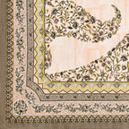 Kesari Cotton Single Bedsheet with Ethnic Spiral Floral Print | 70x100 Inches + 2 Pillow Covers