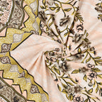 Kesari Cotton Single Bedsheet with Ethnic Spiral Floral Print | 70x100 Inches + 2 Pillow Covers