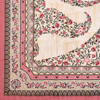 Kesari Cotton Single Bedsheet with Ethnic Spiral Floral Print | 70x100 Inches + 2 Pillow Covers