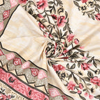 Kesari Cotton Single Bedsheet with Ethnic Spiral Floral Print | 70x100 Inches + 2 Pillow Covers