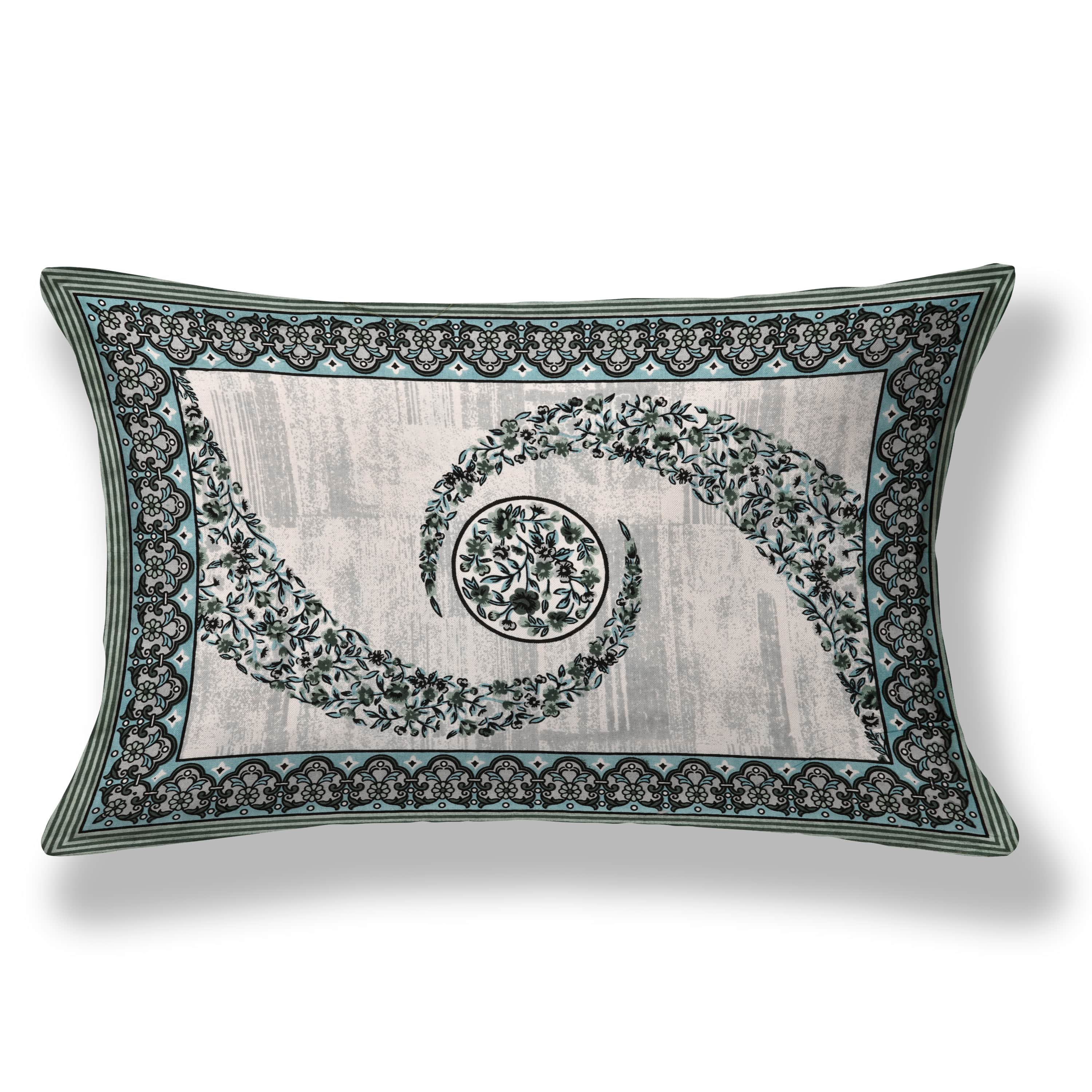 Kesari Cotton Single Bedsheet with Ethnic Spiral Floral Print | 70x100 Inches + 2 Pillow Covers
