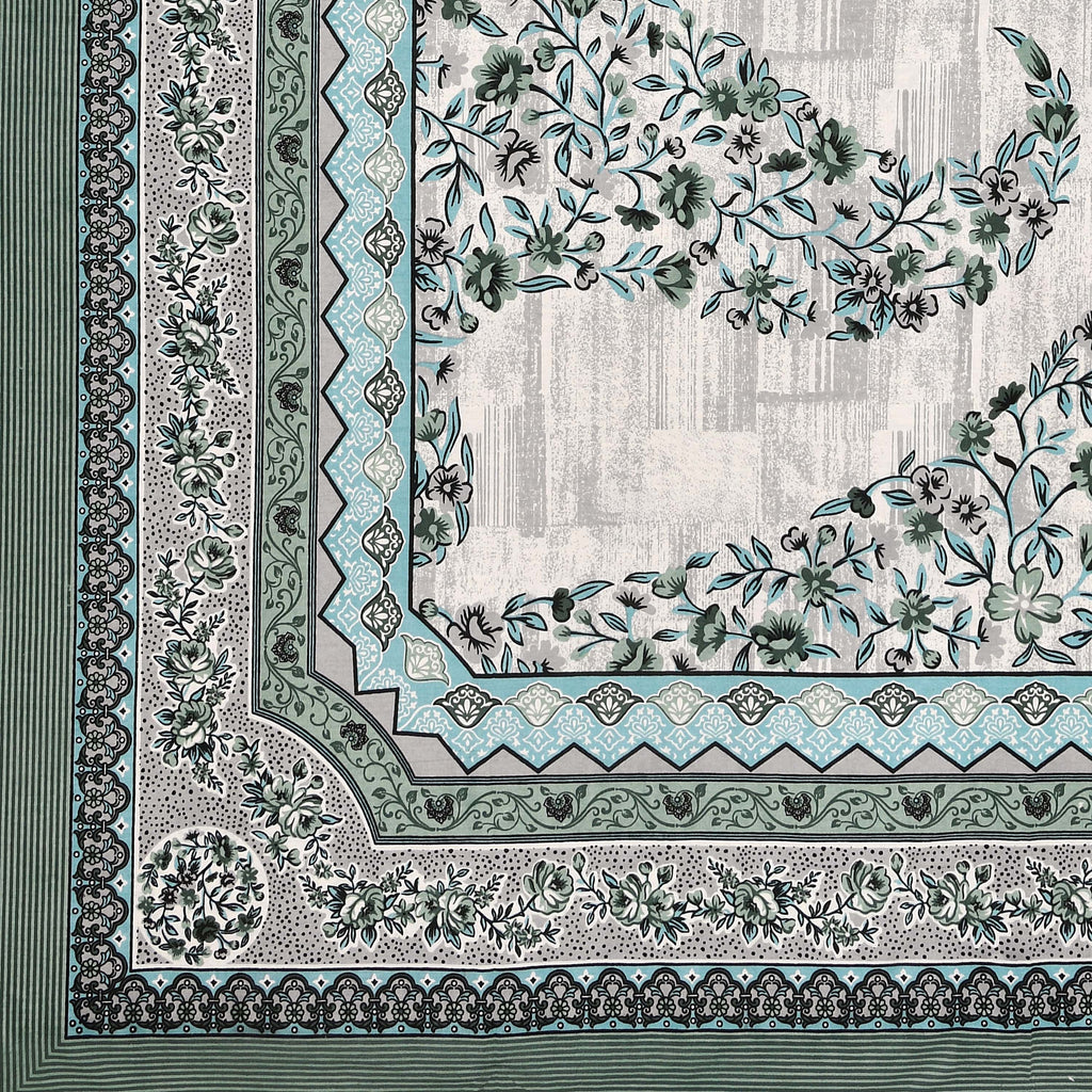 Kesari Cotton Single Bedsheet with Ethnic Spiral Floral Print | 70x100 Inches + 2 Pillow Covers