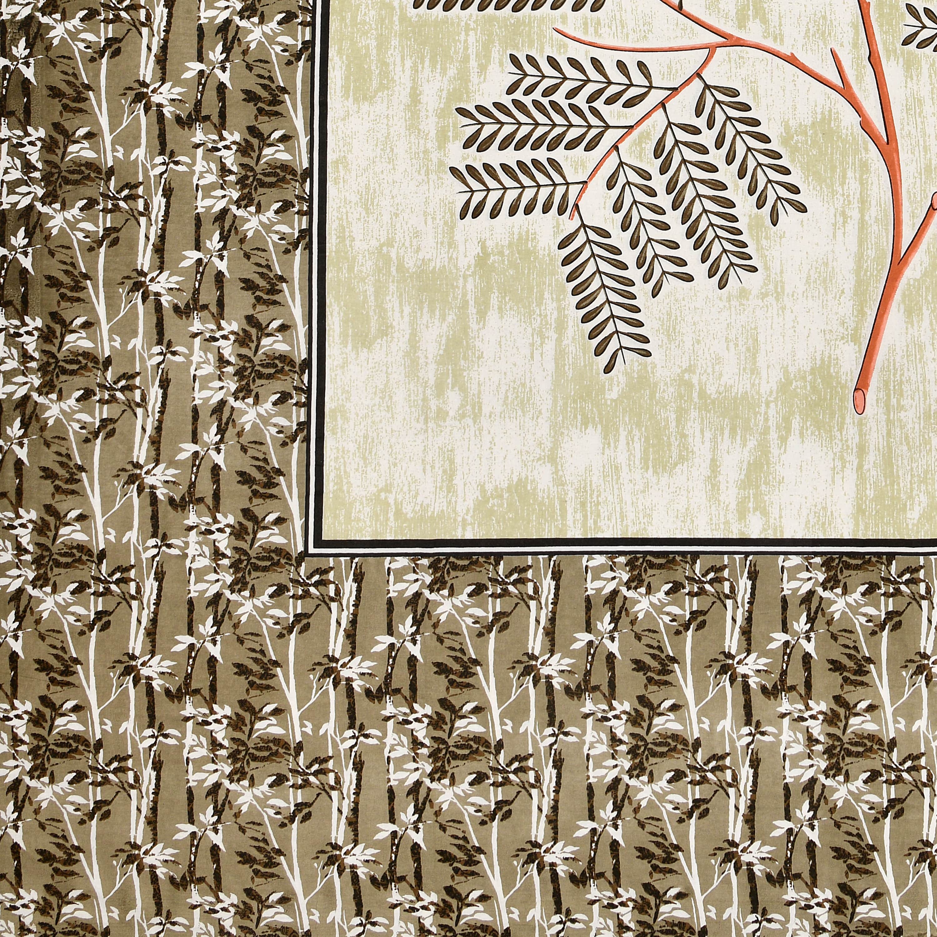 Kesari Cotton Single Bedsheet with Botanical Leaf Print | 70x100 Inches + 2 Pillow Covers