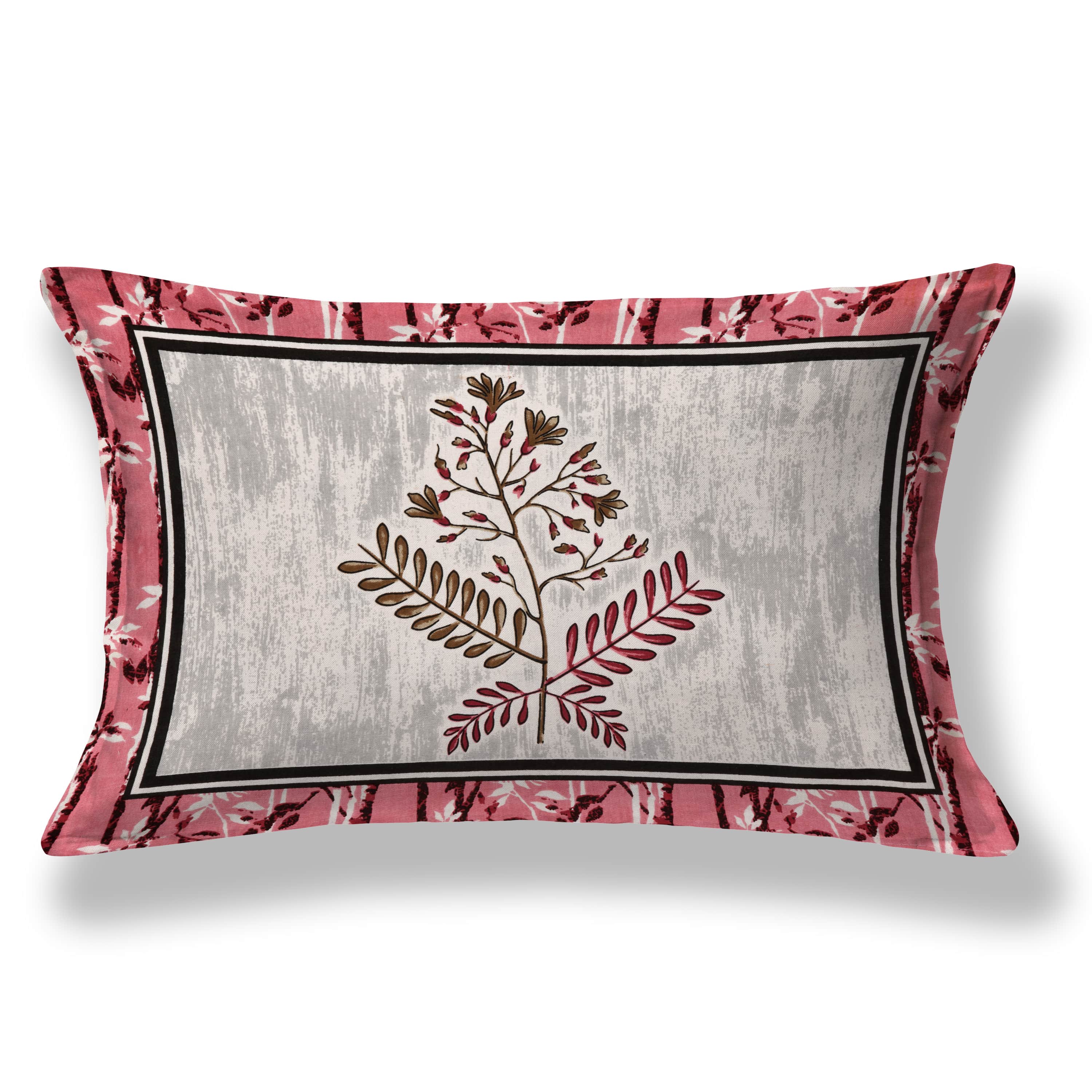 Kesari Cotton Single Bedsheet with Botanical Leaf Print | 70x100 Inches + 2 Pillow Covers