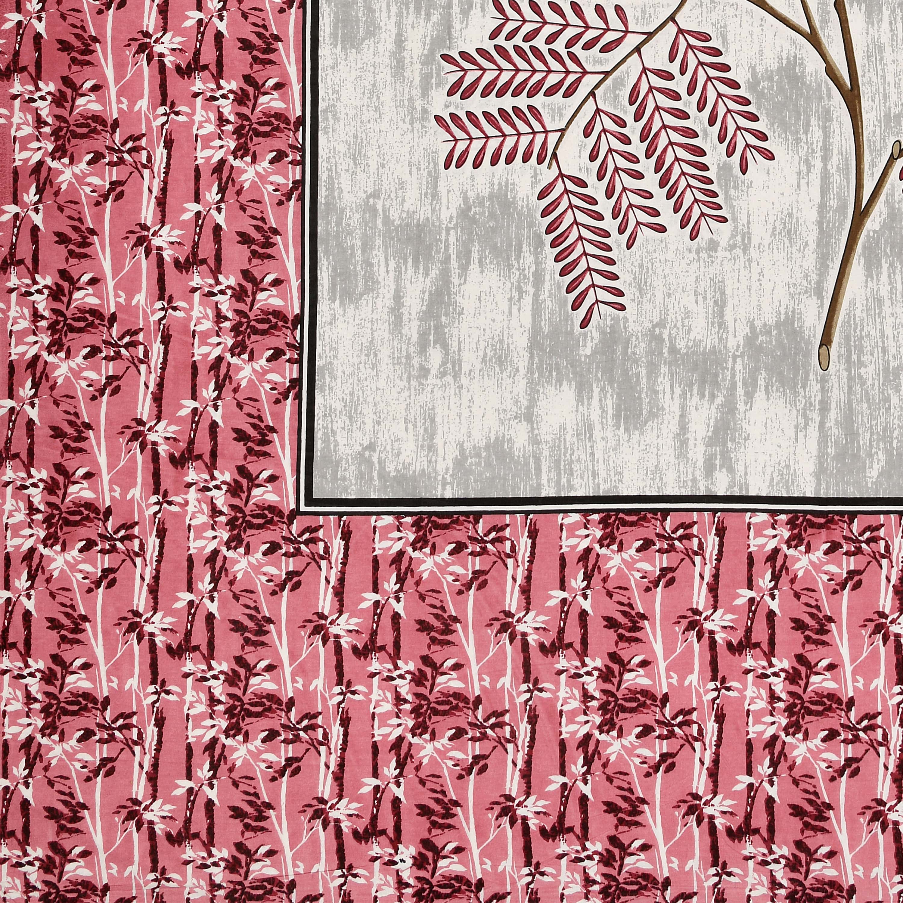 Kesari Cotton Single Bedsheet with Botanical Leaf Print | 70x100 Inches + 2 Pillow Covers